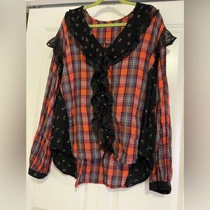 Free People plaid and floral top